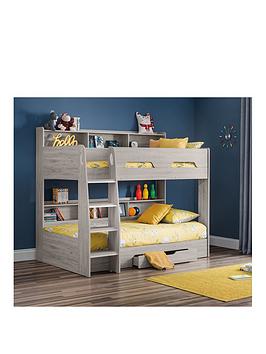 Product photograph of Julian Bowen Riley Bunk Bed With Shelves And Storage from very.co.uk