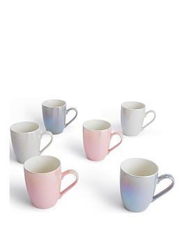 Product photograph of Waterside Set Of 6 Pearlescent Mugs from very.co.uk