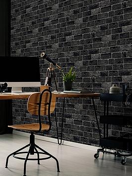 Product photograph of Fresco House Brick Charcoal Wallpaper from very.co.uk