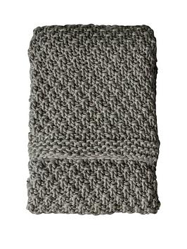 Product photograph of Gallery Moss Chunky Knitted Throw - Grey from very.co.uk