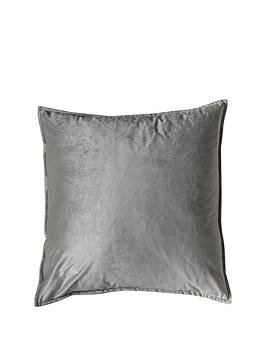 Product photograph of Gallery Meto Velvet Oxford Cushion - Silver from very.co.uk