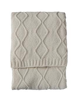 Product photograph of Gallery Chenille Knit Cable Throw - Cream from very.co.uk