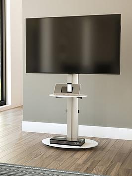 Product photograph of Avf Eno Oval 600 Pedestal Tv Stand - Silver White - Fits Up To 55 Inch Tv from very.co.uk
