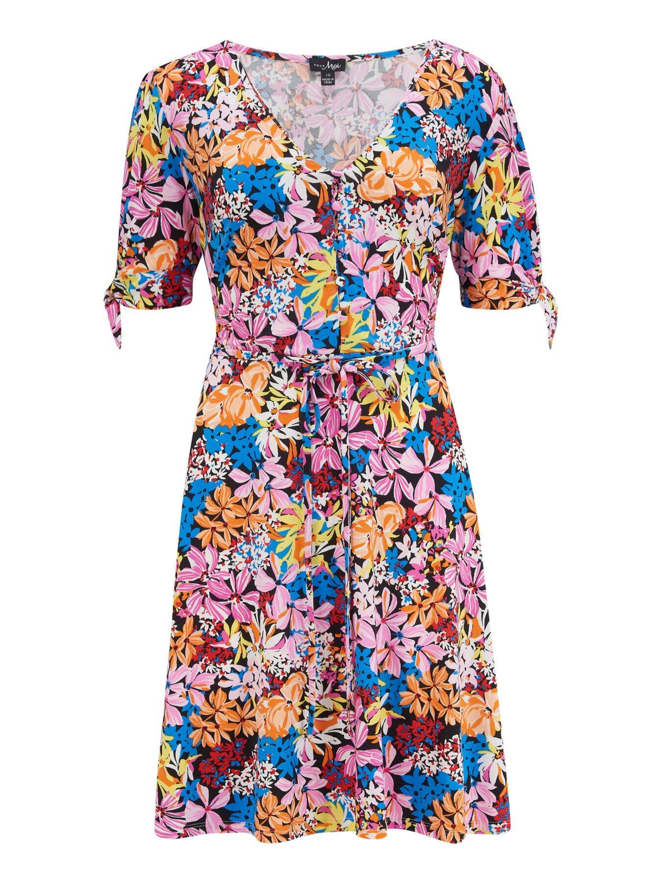 Topshop Maternity floral print button down midi tea dress in Multi