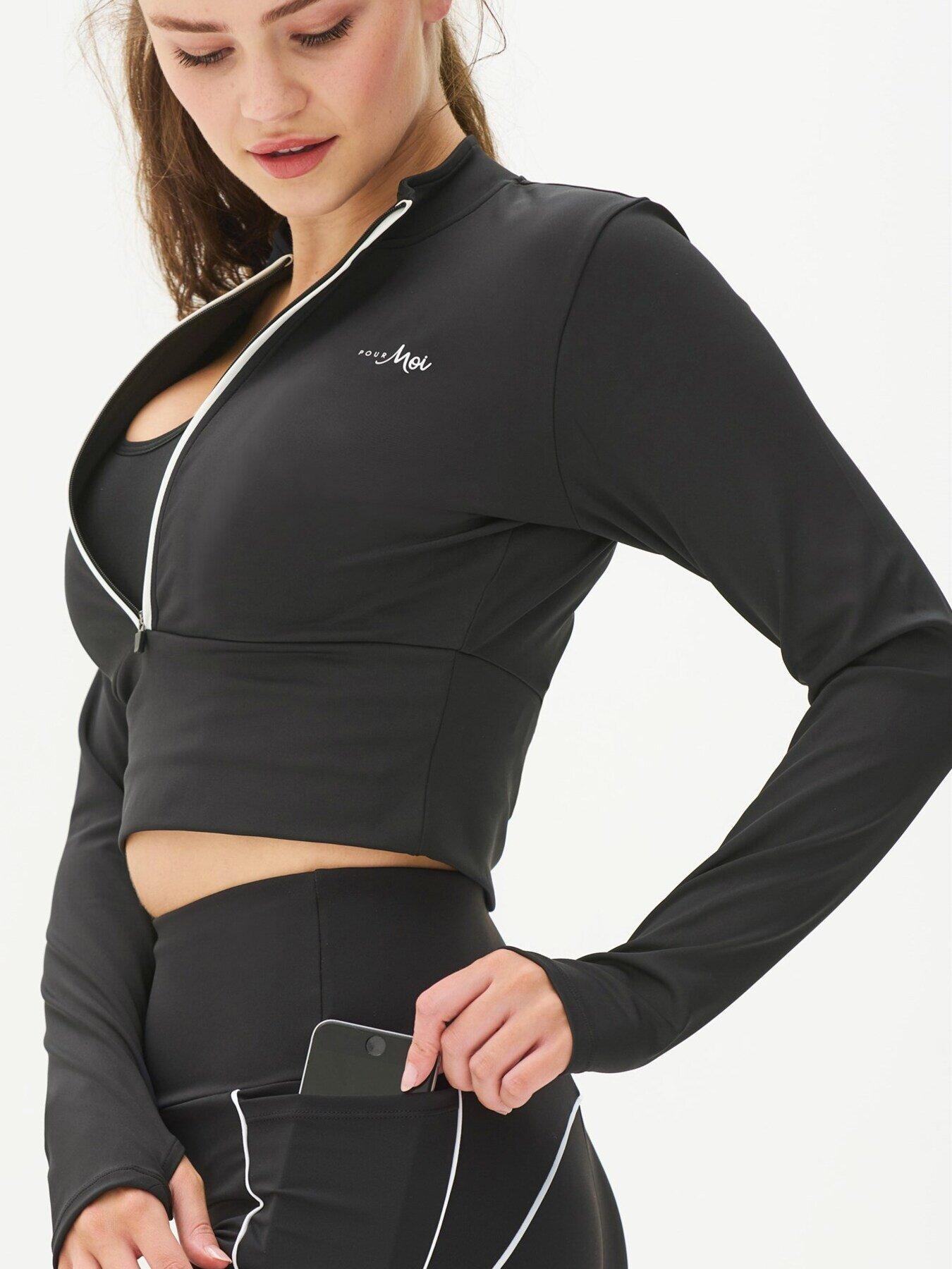 Half zip crop outlet top