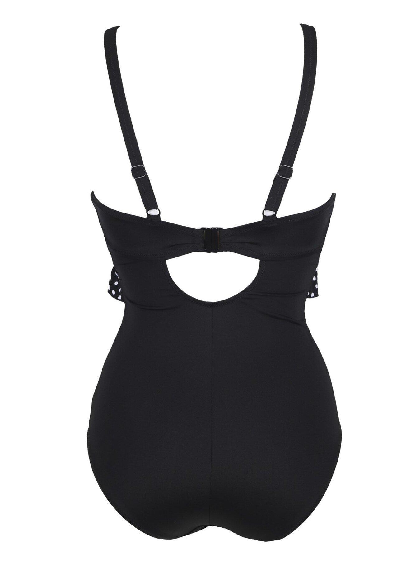 Pour Moi Hot Spots Frill Control Swimsuit - Black/White | Very.co.uk