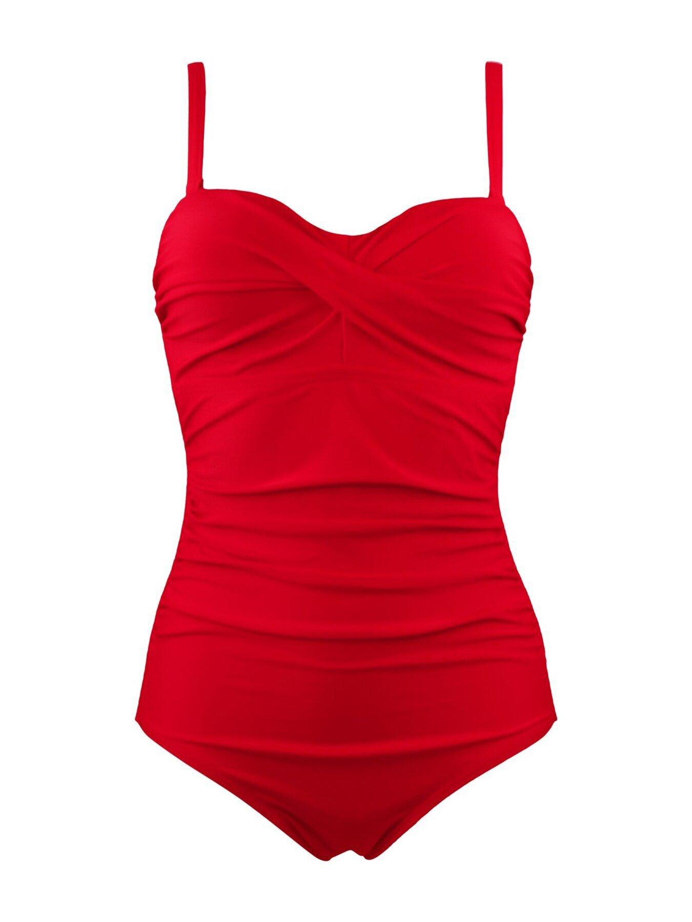 Red strapless bathing on sale suit