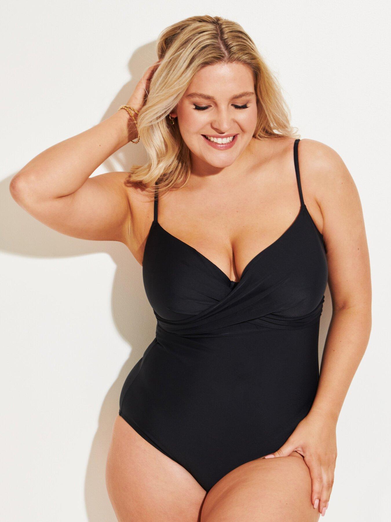 Image 3 of 4 of Pour Moi Lightly Padded Underwired Twist Front Control Swimsuit - Black