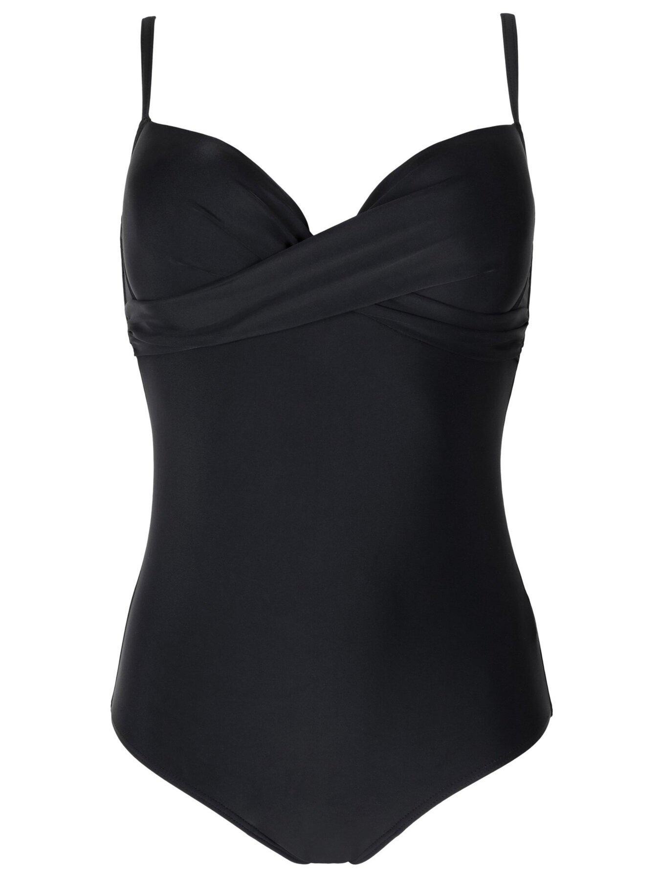 Image 4 of 4 of Pour Moi Lightly Padded Underwired Twist Front Control Swimsuit - Black