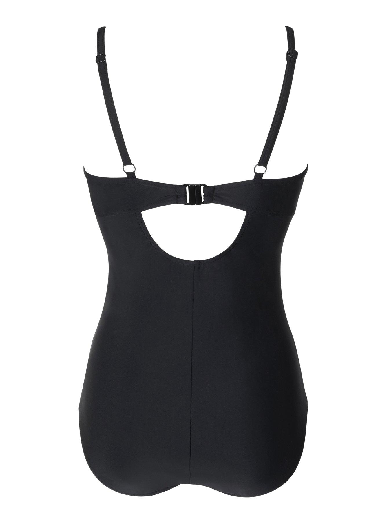 Image 4 of 4 of Pour Moi Lightly Padded Underwired Twist Front Control Swimsuit - Black