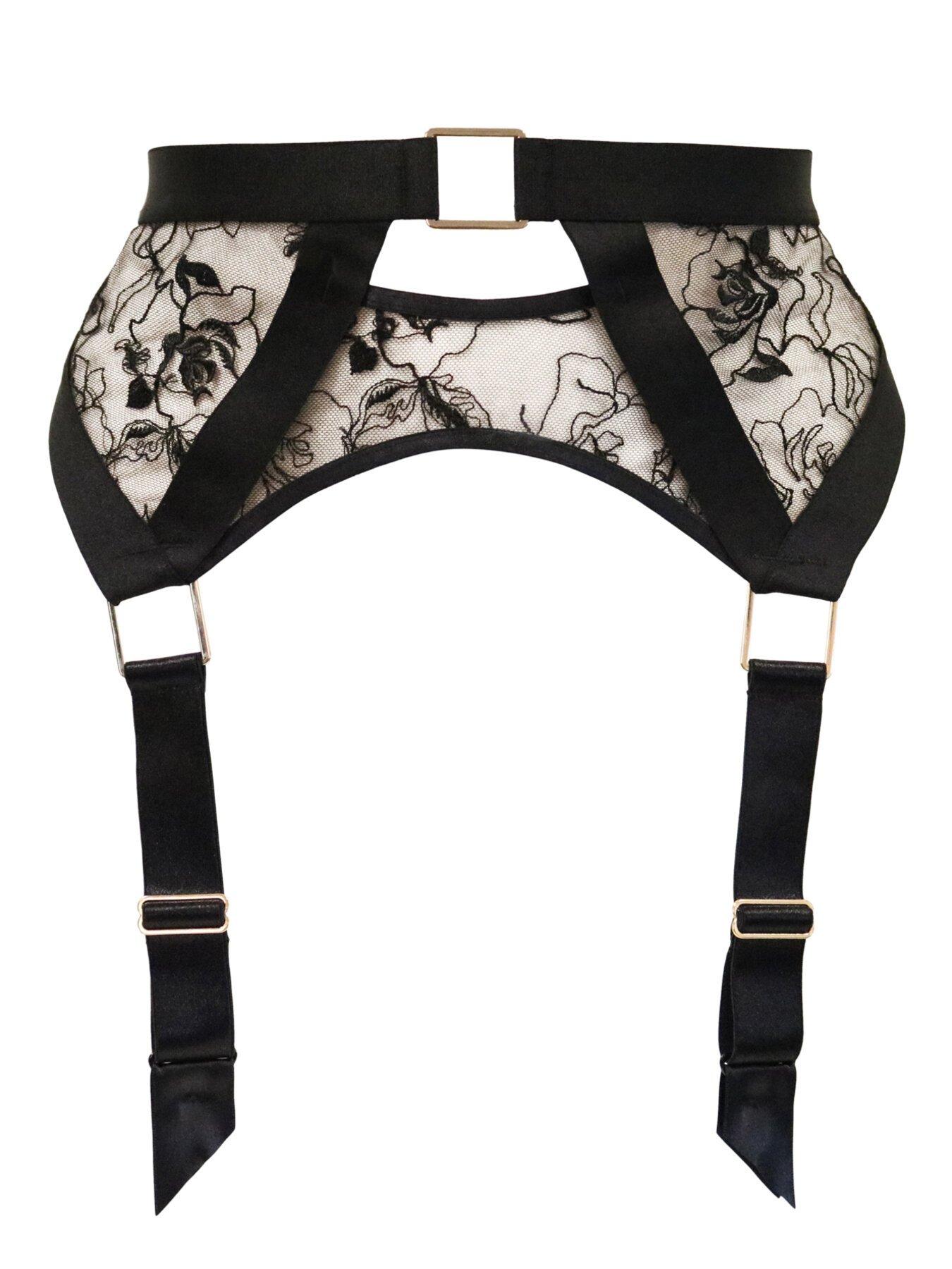 Image 3 of 4 of Pour Moi India Embroidery Suspender - Black/White