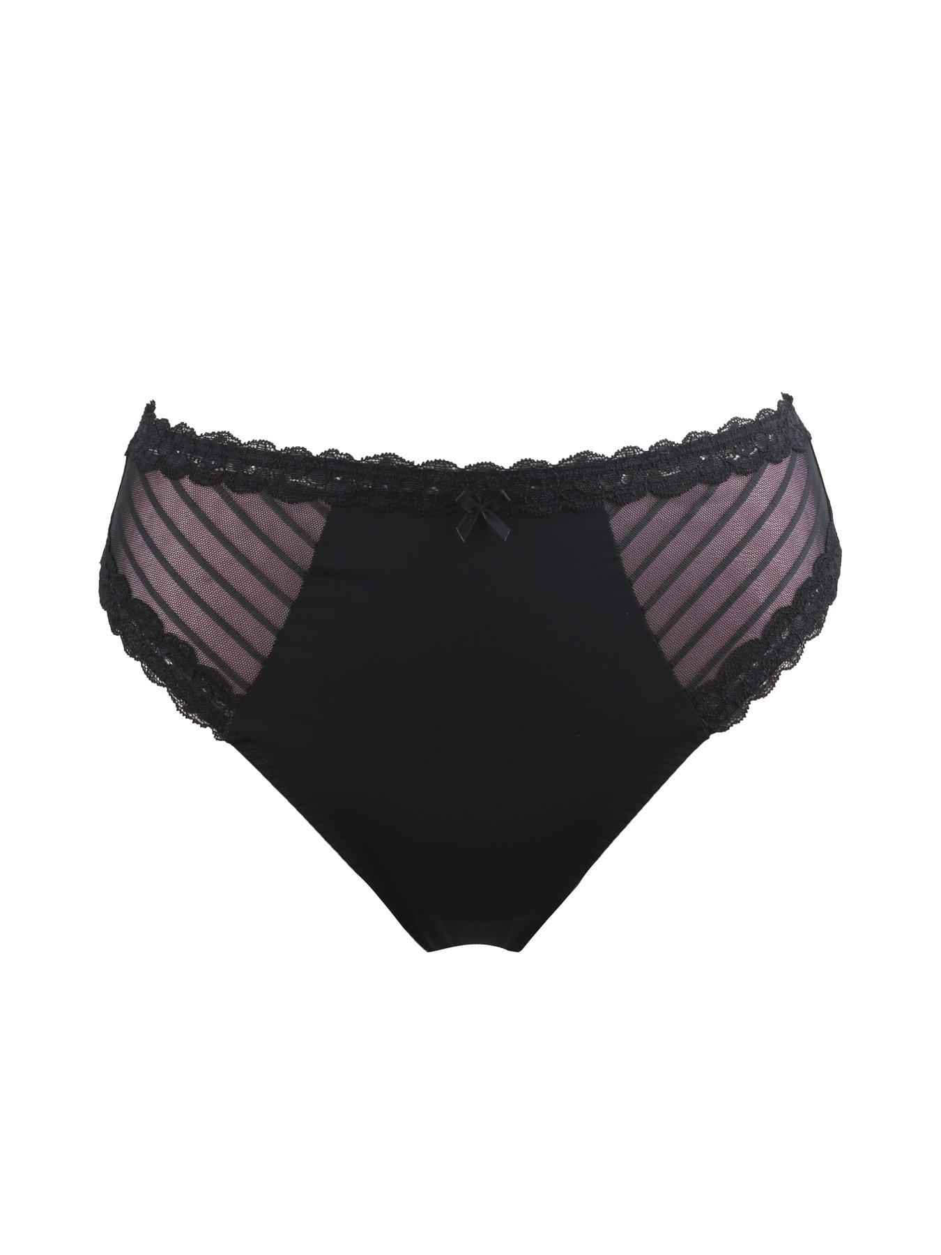 Image 3 of 4 of Pour Moi Luxe Linear High Leg Brief - Black/Multi