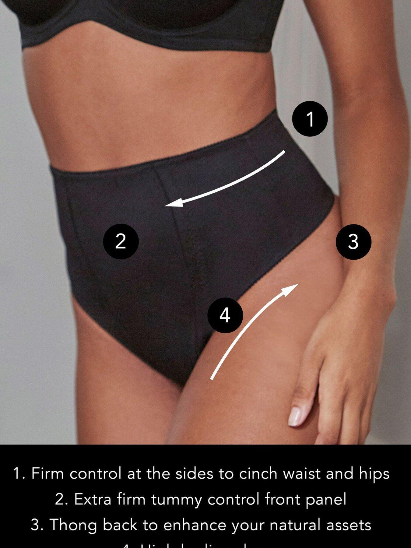 Image 2 of 3 of Pour Moi Hourglass Firm Control Thong - Black