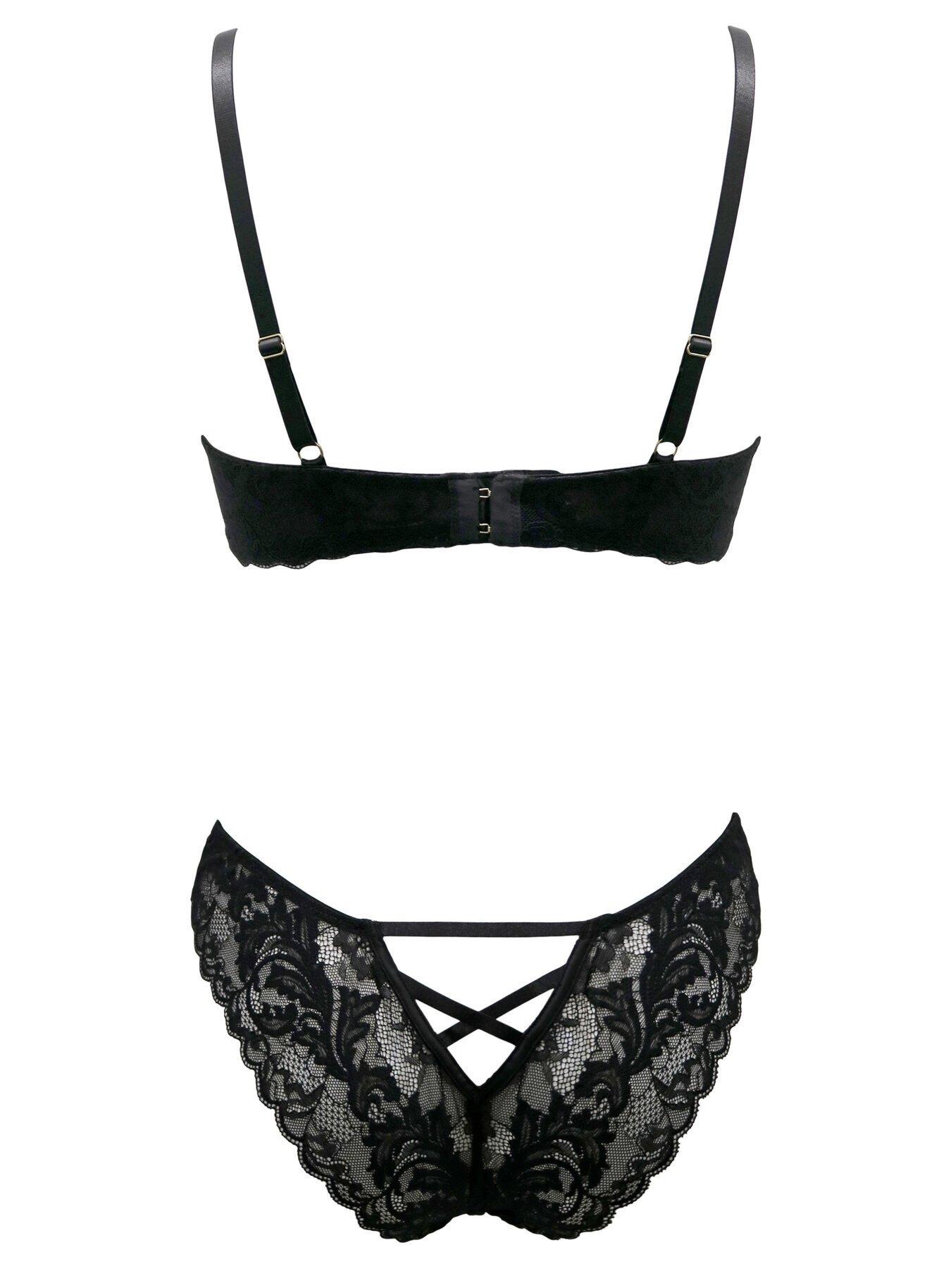 Pour Moi For Your Eyes Only Underwire Crotchless Body - Black | Very.co.uk