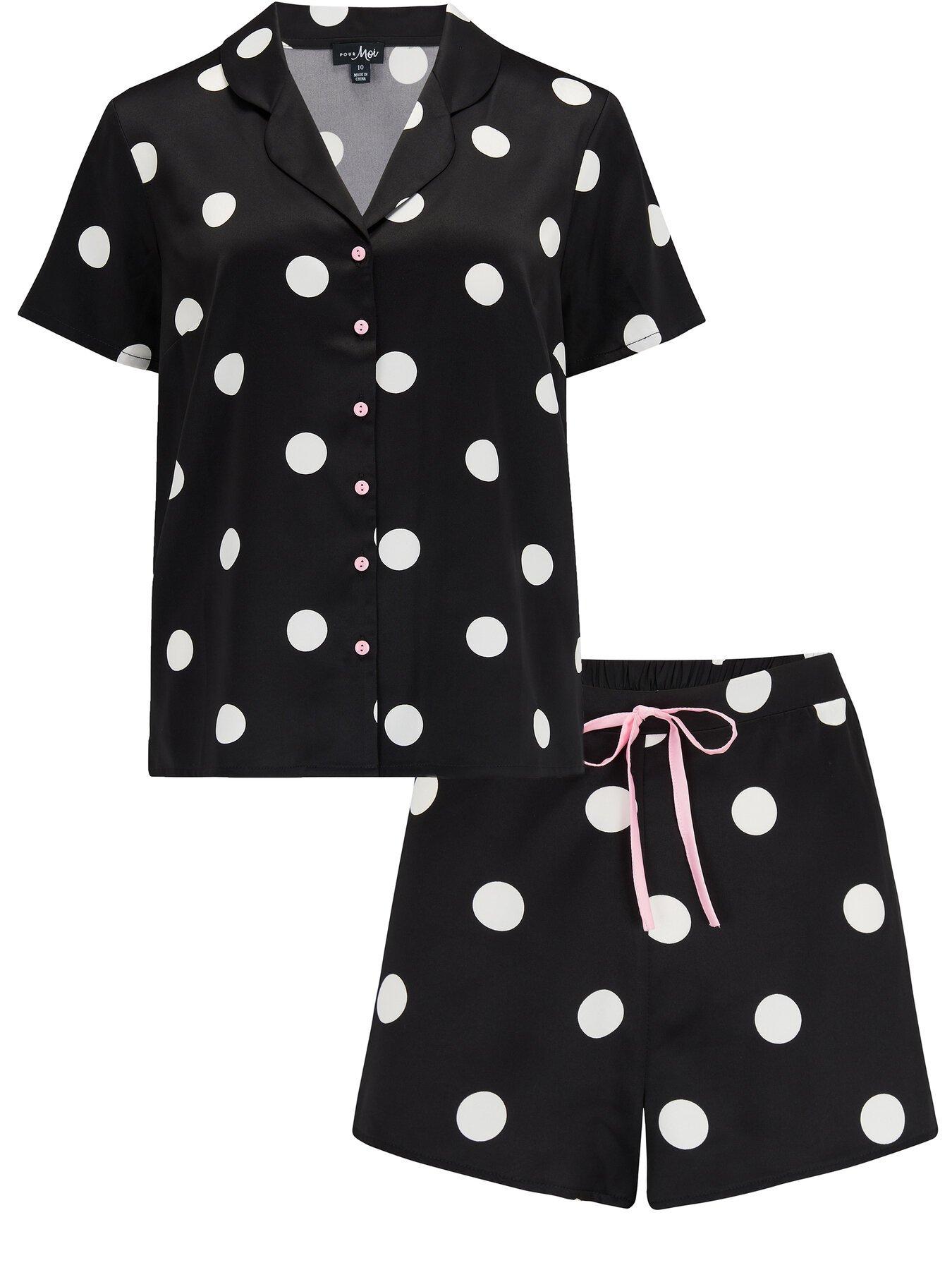 Pour Moi Satin Print Revere Collar Short PJ Set | Very.co.uk