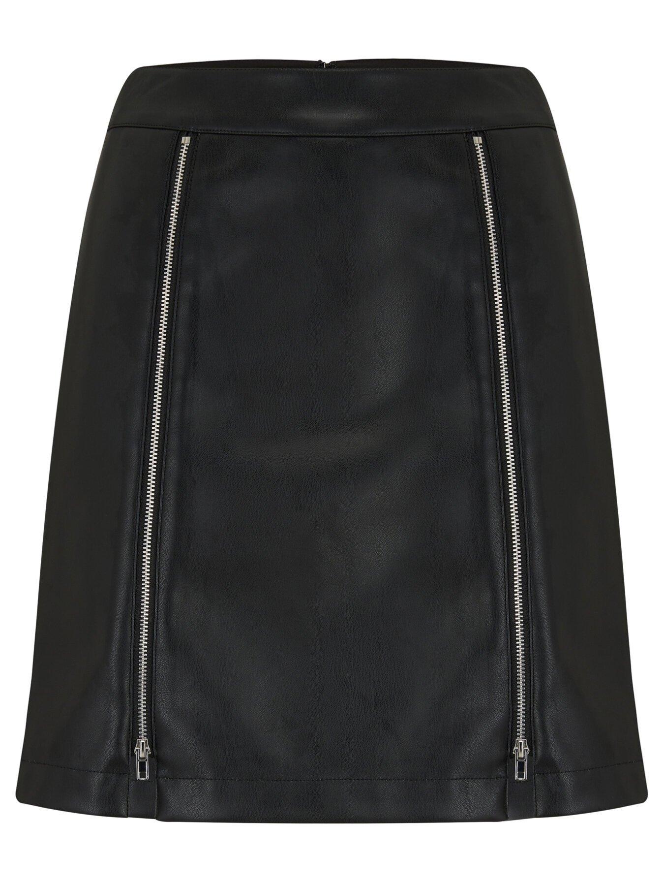 Faux leather outlet skirt zip front