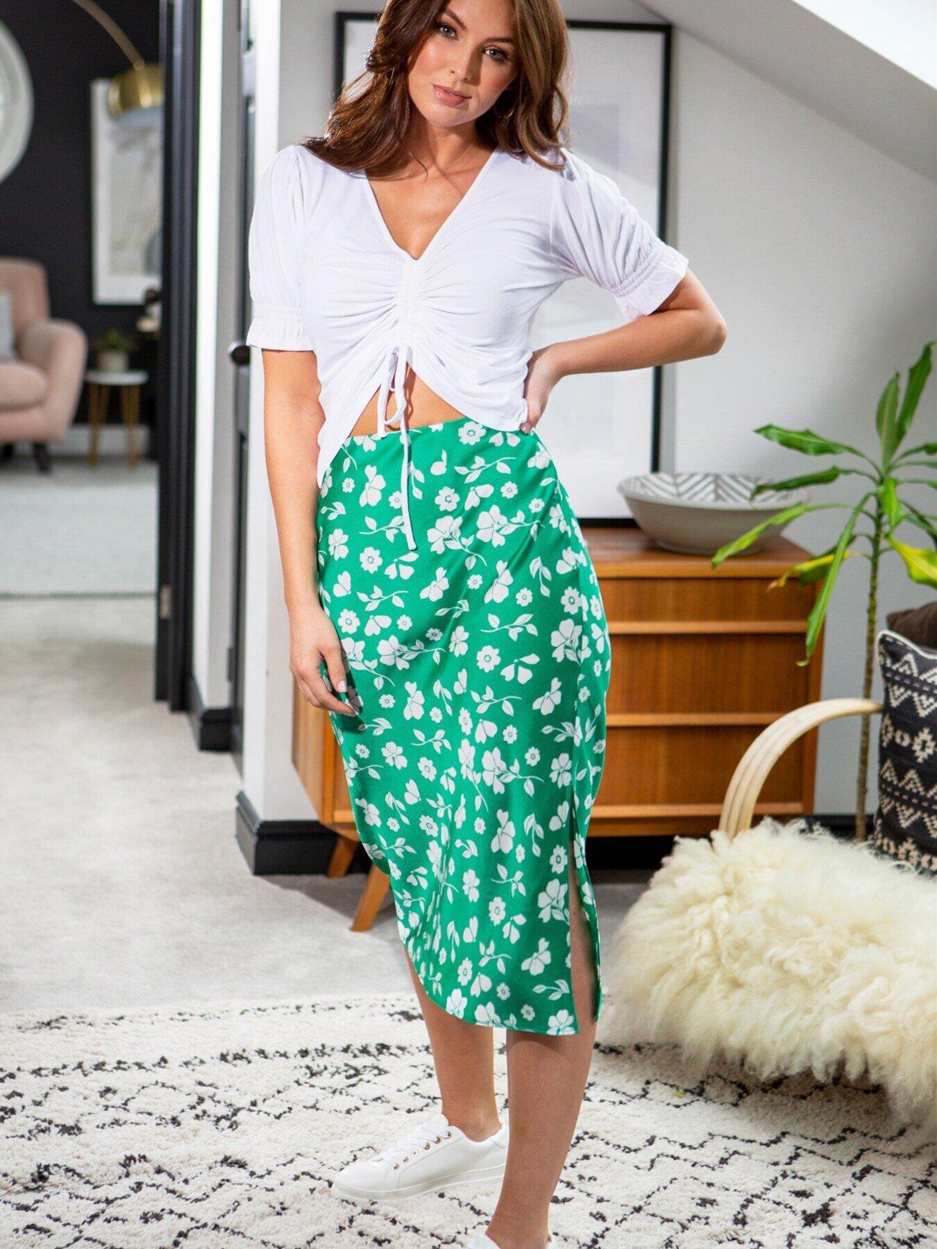 Floral midi slip outlet skirt