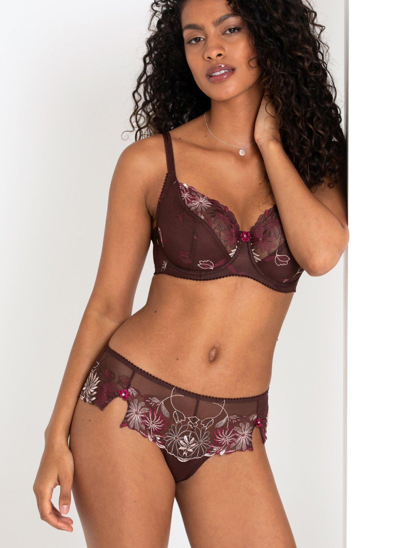 Pour Moi St Tropez Underwired Full Cup Bra, Deep Brief or Shorty  Midnight/Orange