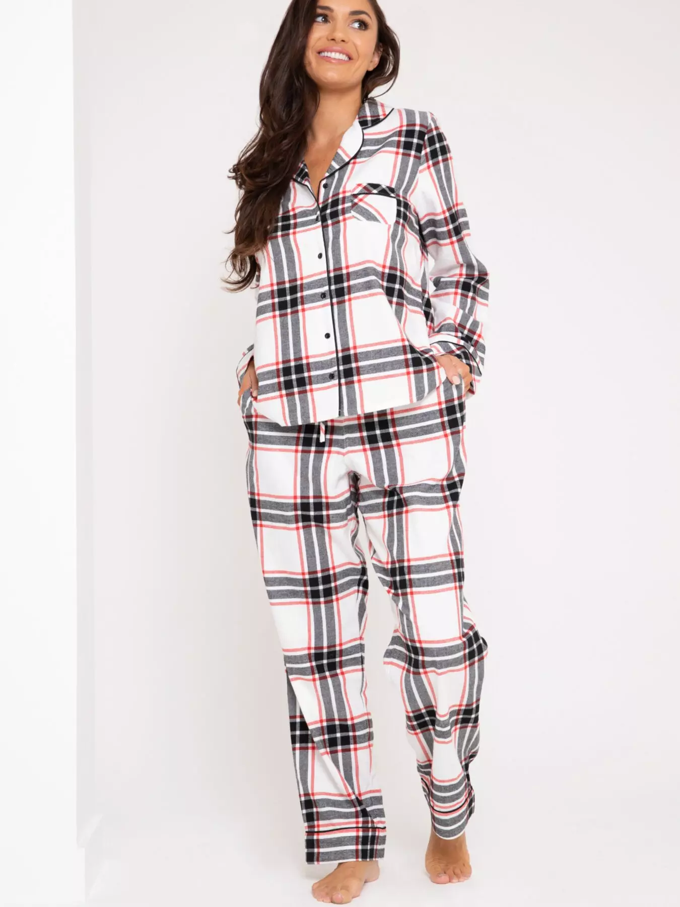 Buy Pour Moi Multi/Pink Cosy Check Brushed Cotton Pyjama Gift Set