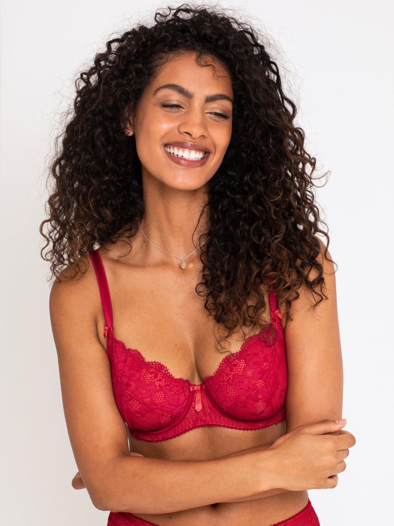 Pour Moi Amour Fuller Bust padded balconette bra in black and red