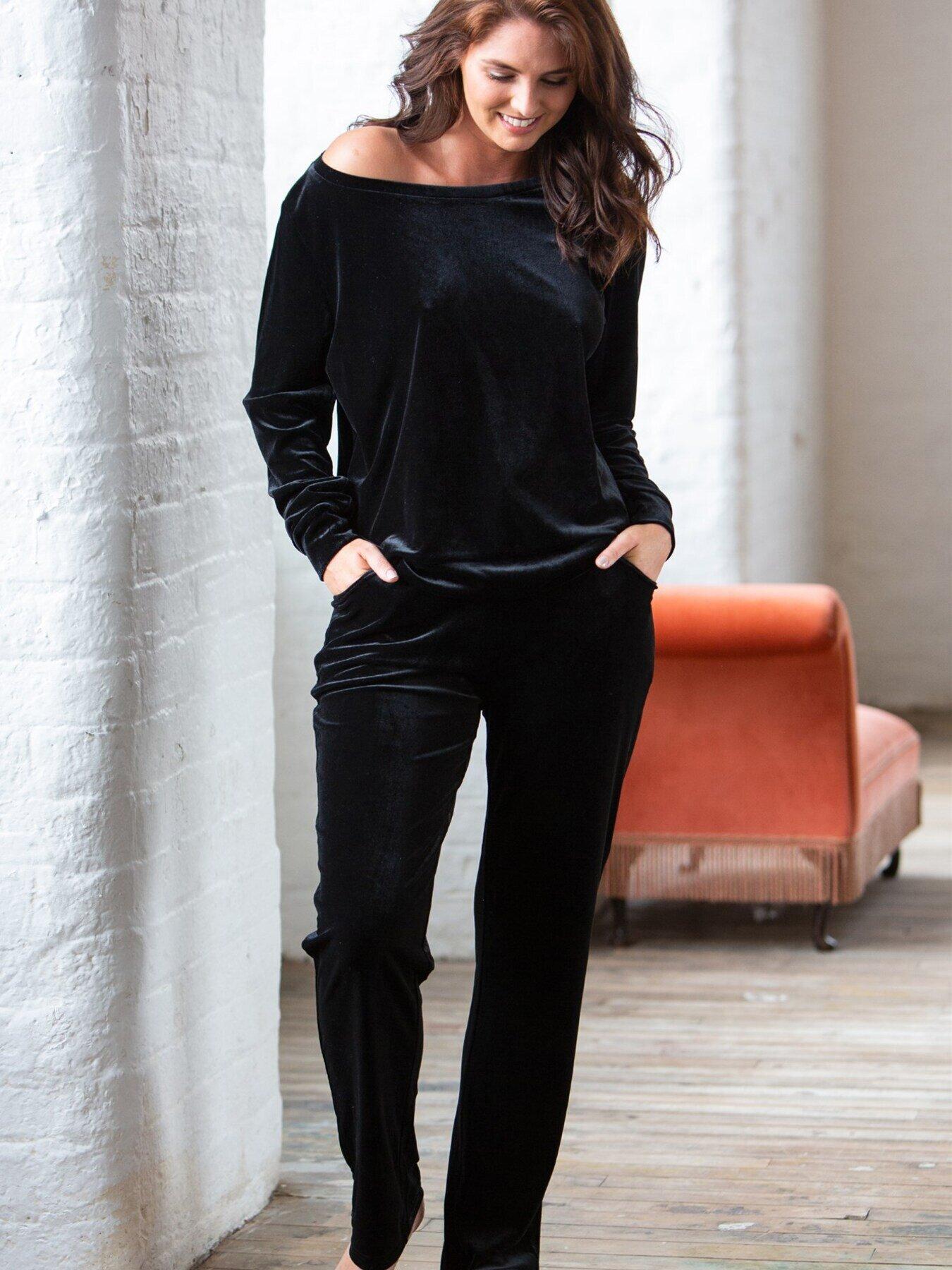 Velour Pyjama Set - Black