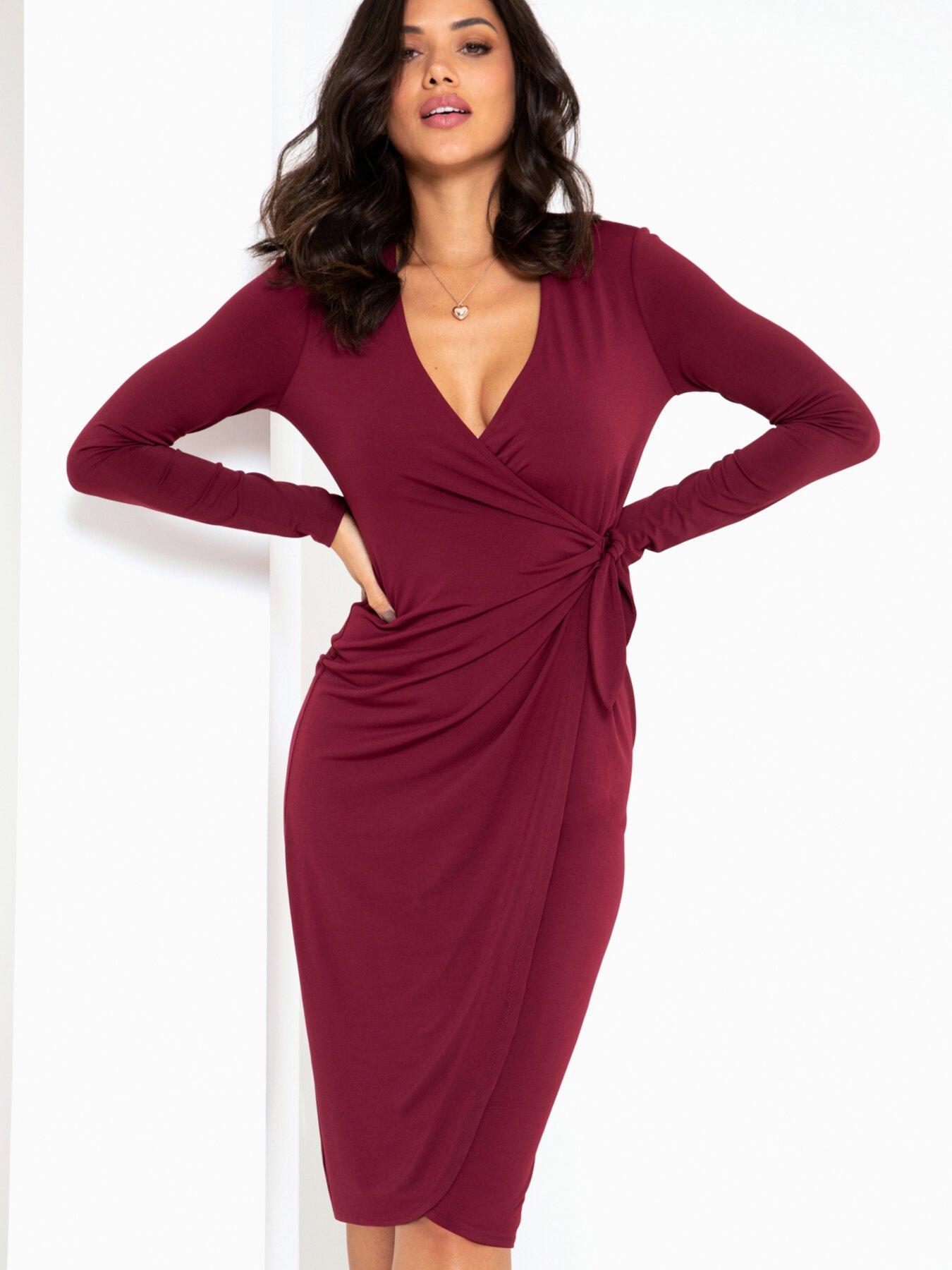 Image 3 of 5 of Pour Moi Bryony Slinky Jersey Bodycon Midi Dress - Dark Purple