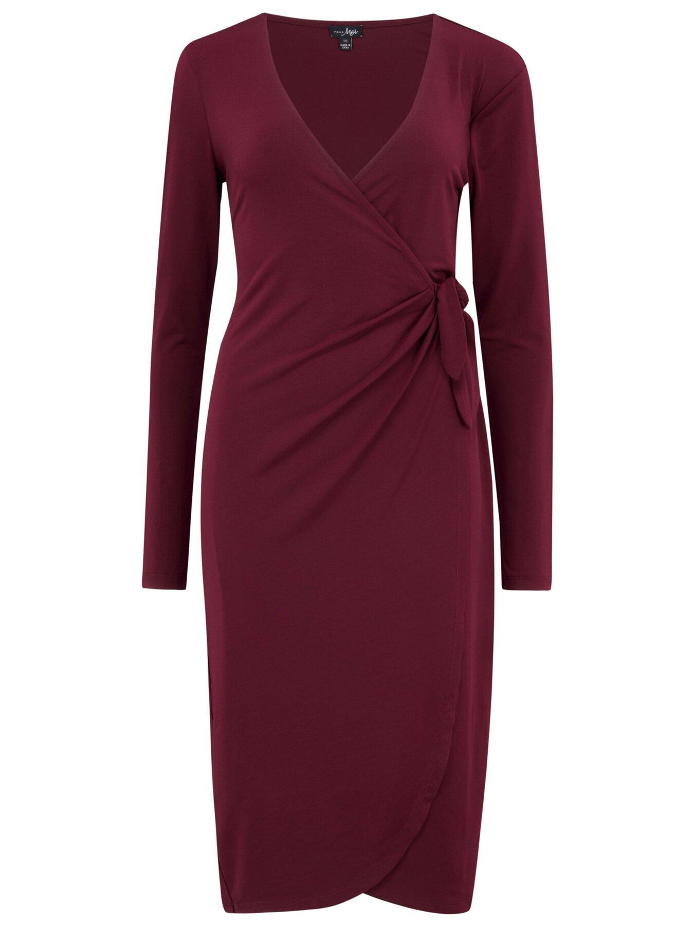 Image 4 of 5 of Pour Moi Bryony Slinky Jersey Bodycon Midi Dress - Dark Purple