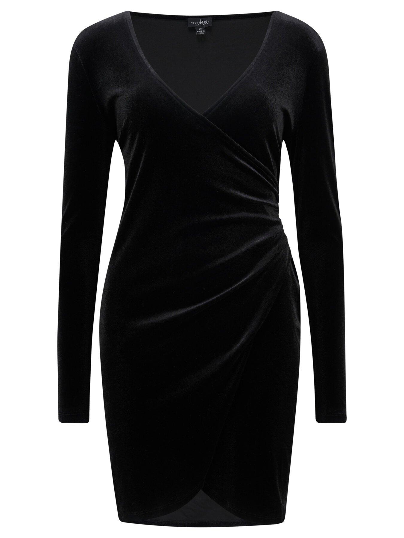 Pour Moi Black Bodycon Slim Fit Shirt Dress