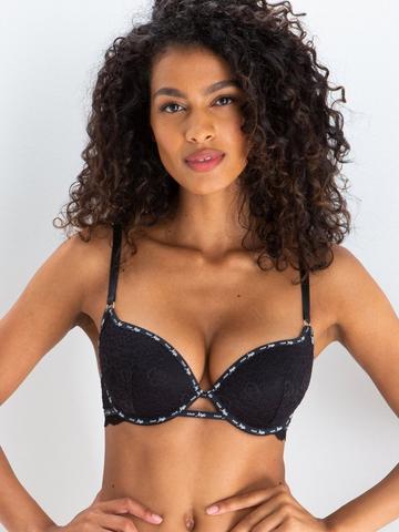 Ann Summers Moulded Double Boost Padded Plunge Bra Black White 32-38 A-DD