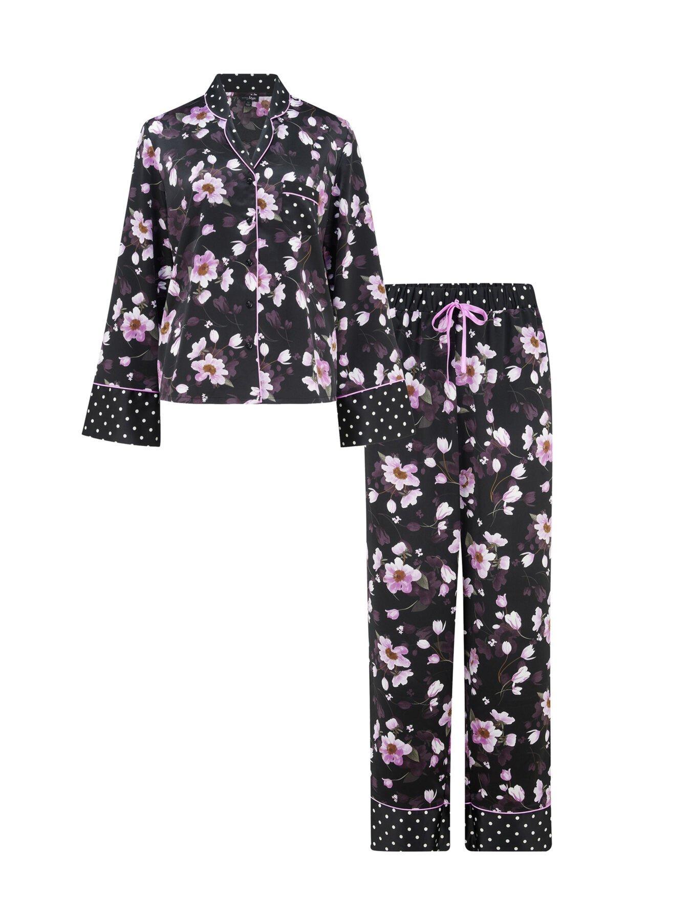 Buy Pour Moi Blue Dusk Satin & Lace Revere Collar Pyjama Set from Next  Ireland