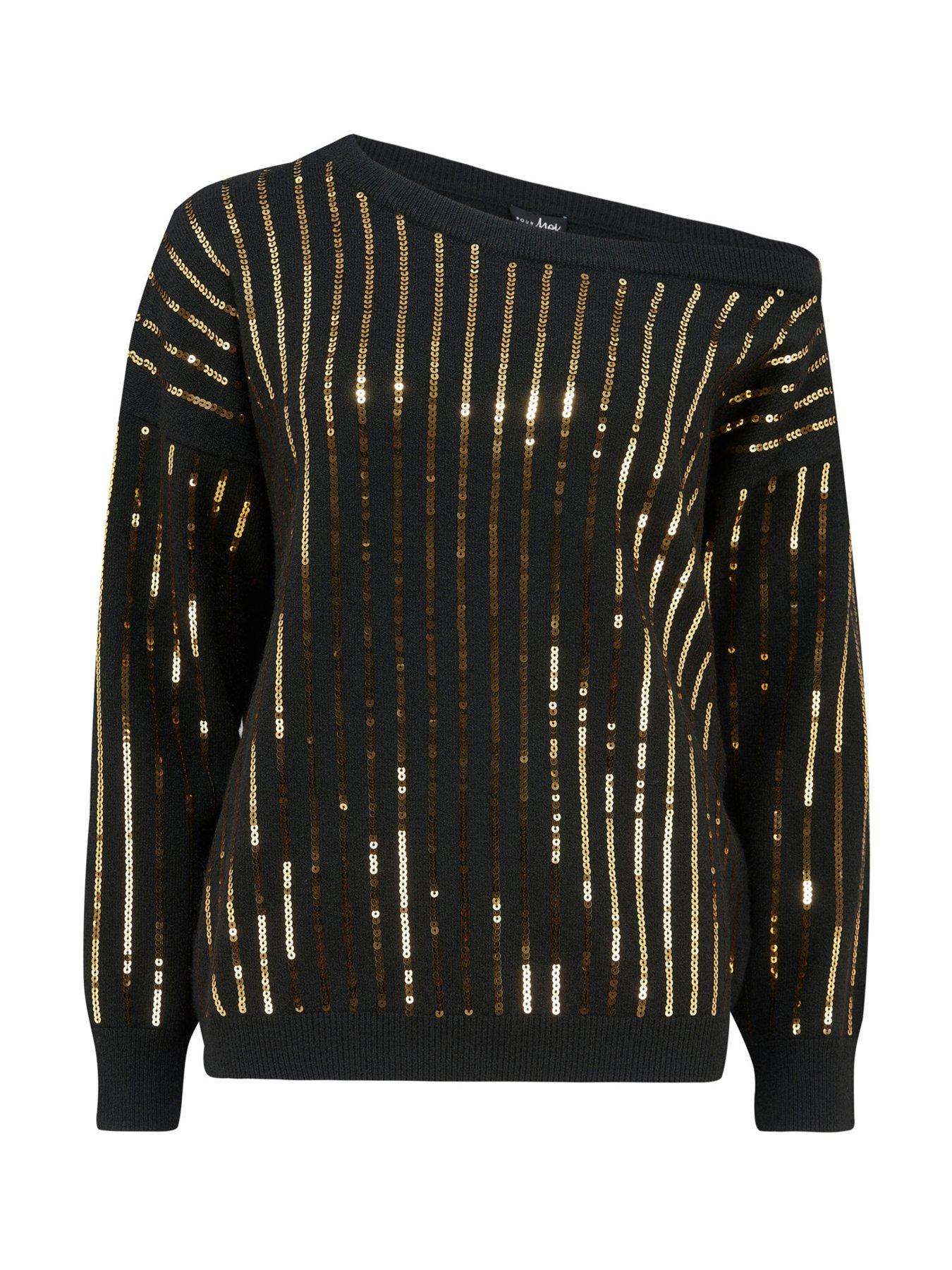 Sequin shoulder outlet jumper