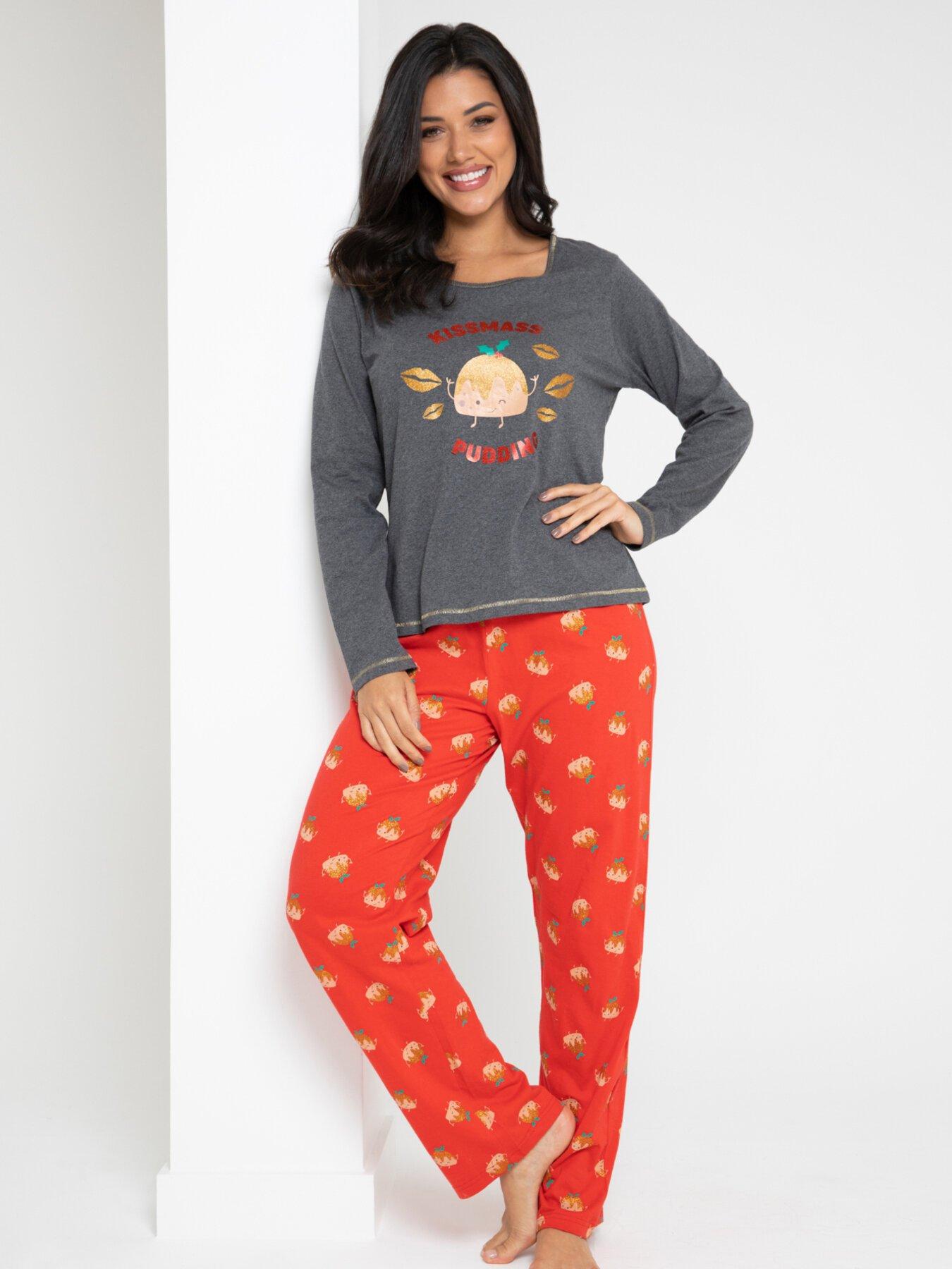 Pour Moi Kissmass Pudding Cotton Jersey Christmas Pyjama Set - Multi