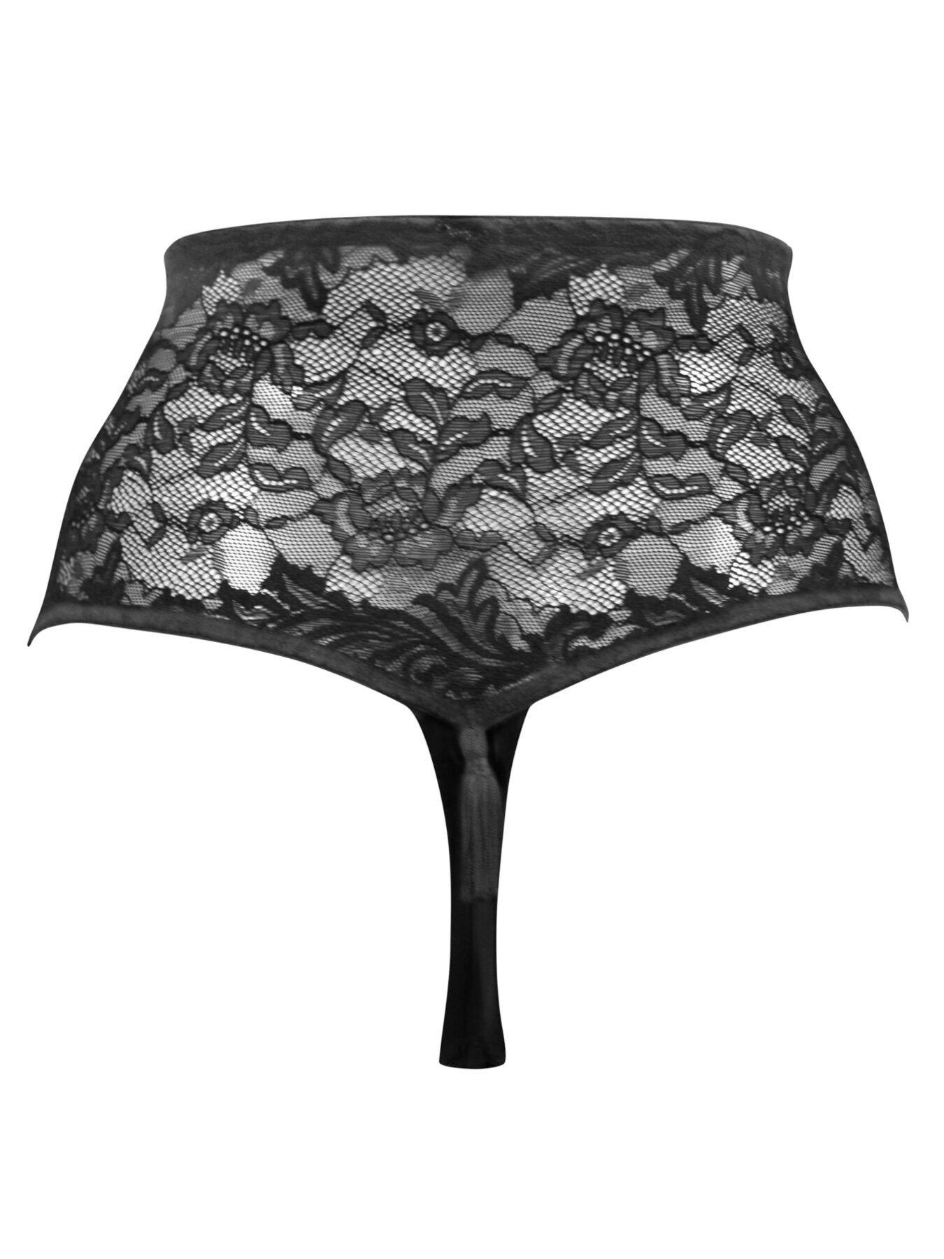 Image 4 of 4 of Pour Moi For Your Eyes Only High Waist Crotchless Knicker - Black