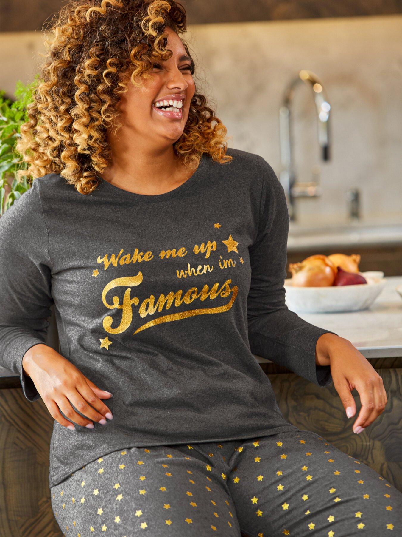 Image 2 of 5 of Pour Moi Wake me up when I'm Famous Cotton Jersey Pyjama Set