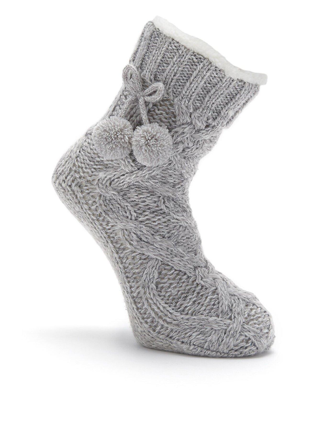 Pour Moi Cosy Cable Knit Slipper Sock Grey Very.co.uk