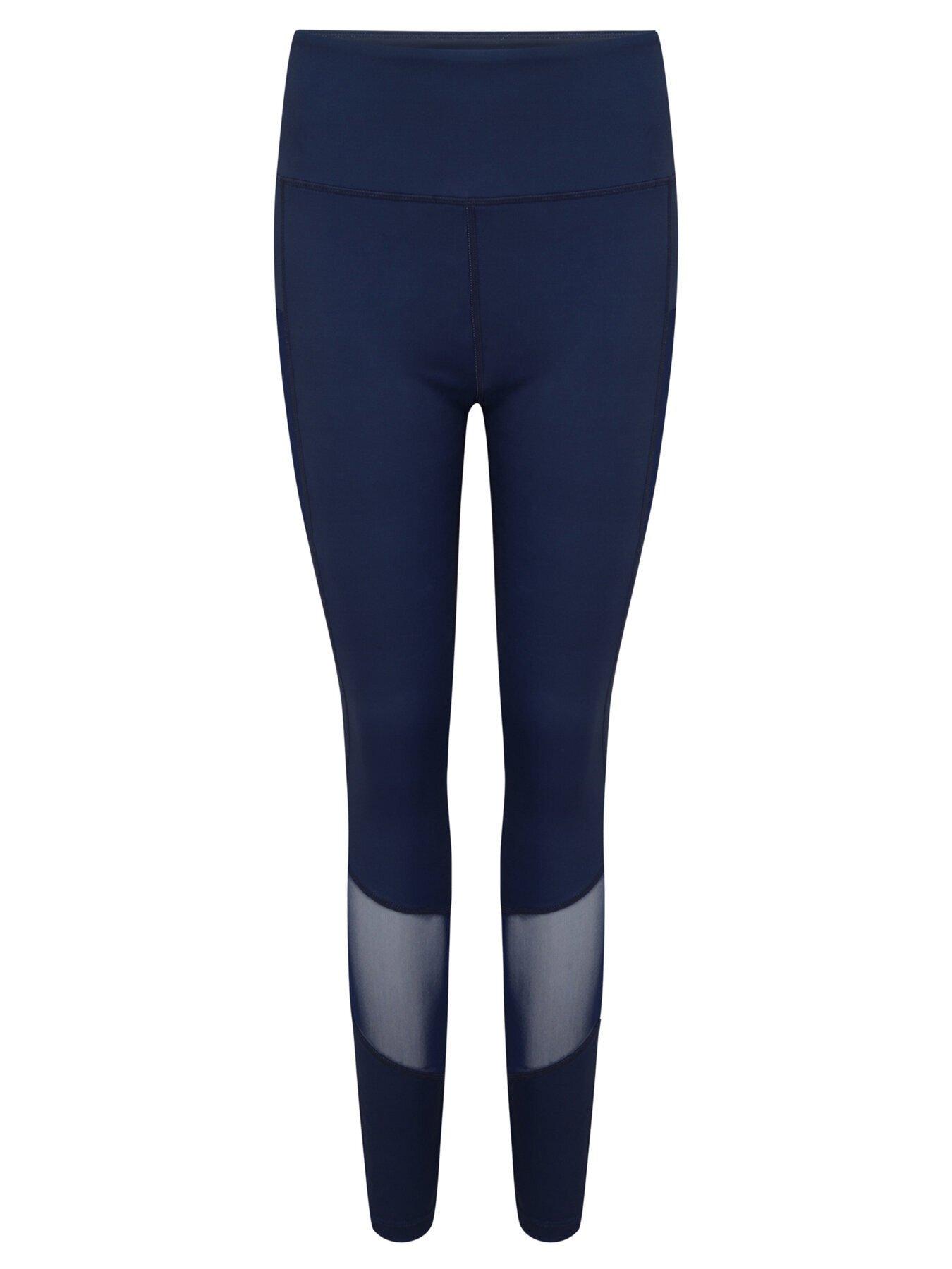 Ankle-Length Sports Leggings with Mesh Panel