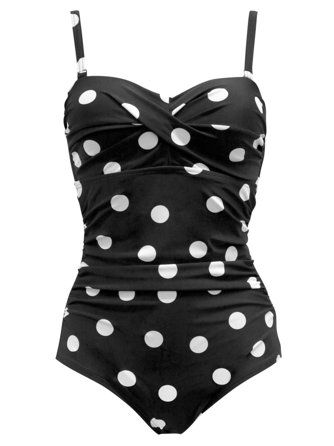 Image 4 of 6 of Pour Moi Santa Monica Strapless Tummy Control Swimsuit - Black/White