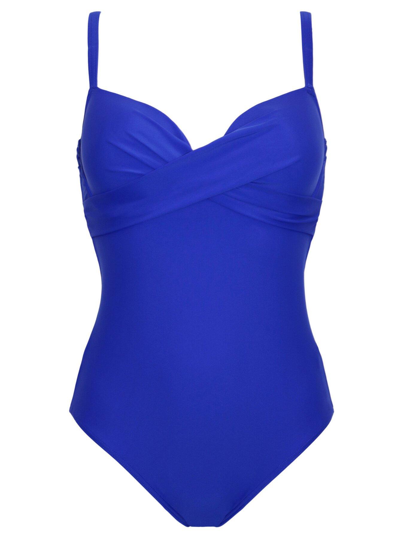 Image 4 of 5 of Pour Moi Lightly Padded Underwired Twist Front Tummy Control Swimsuit - Blue