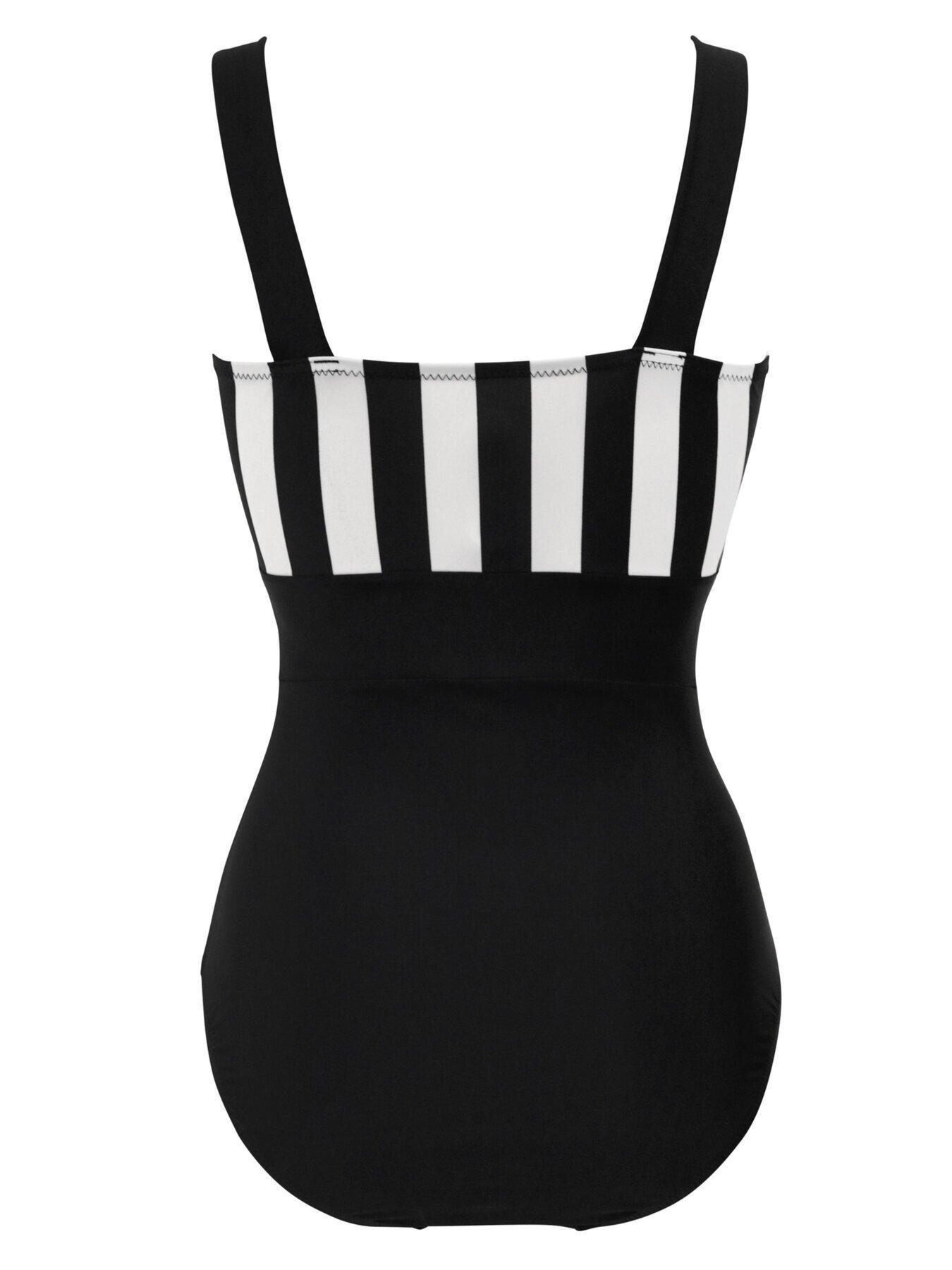 Image 5 of 5 of Pour Moi Colour Block Tummy Control Swimsuit - Black/White
