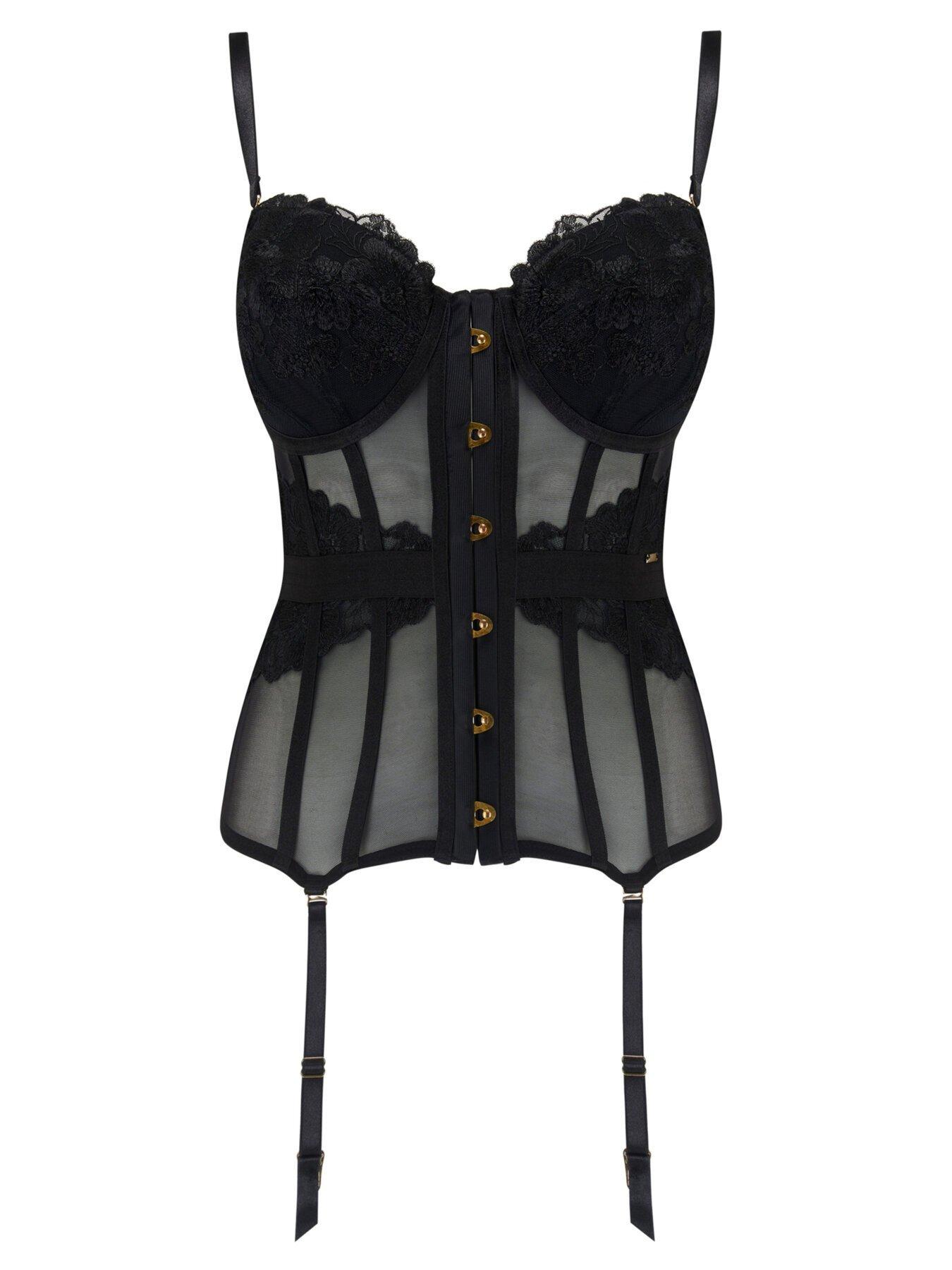 Image 3 of 4 of Pour Moi India Bold Embroidery Basque - Black