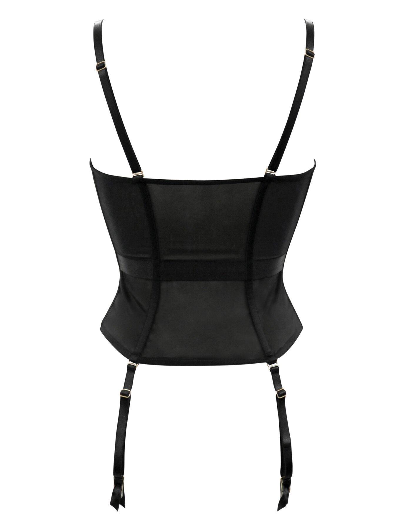 Image 4 of 4 of Pour Moi India Bold Embroidery Basque - Black