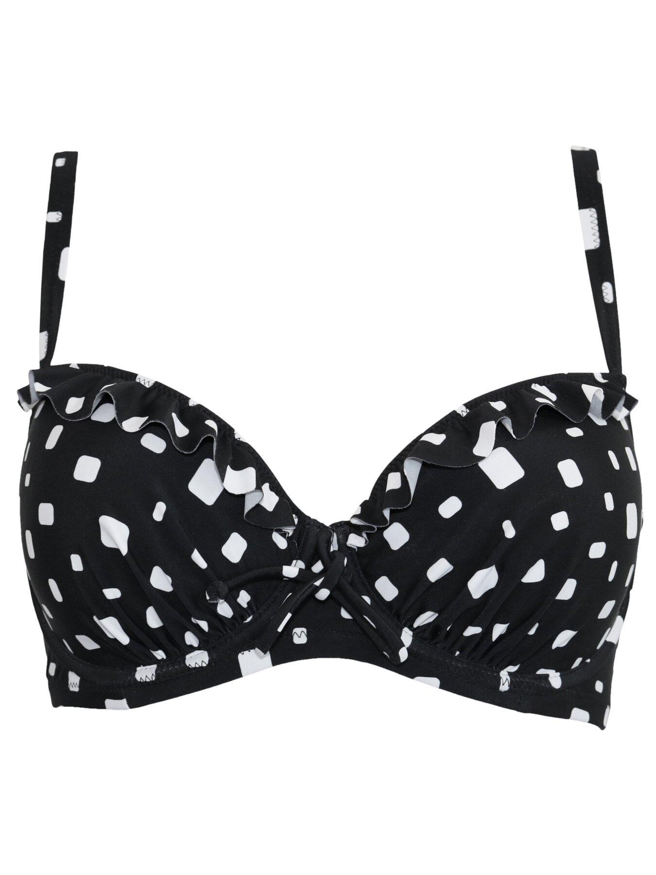 Image 4 of 5 of Pour Moi Cascade Underwired Lightly Padded Frill Top - Black/White