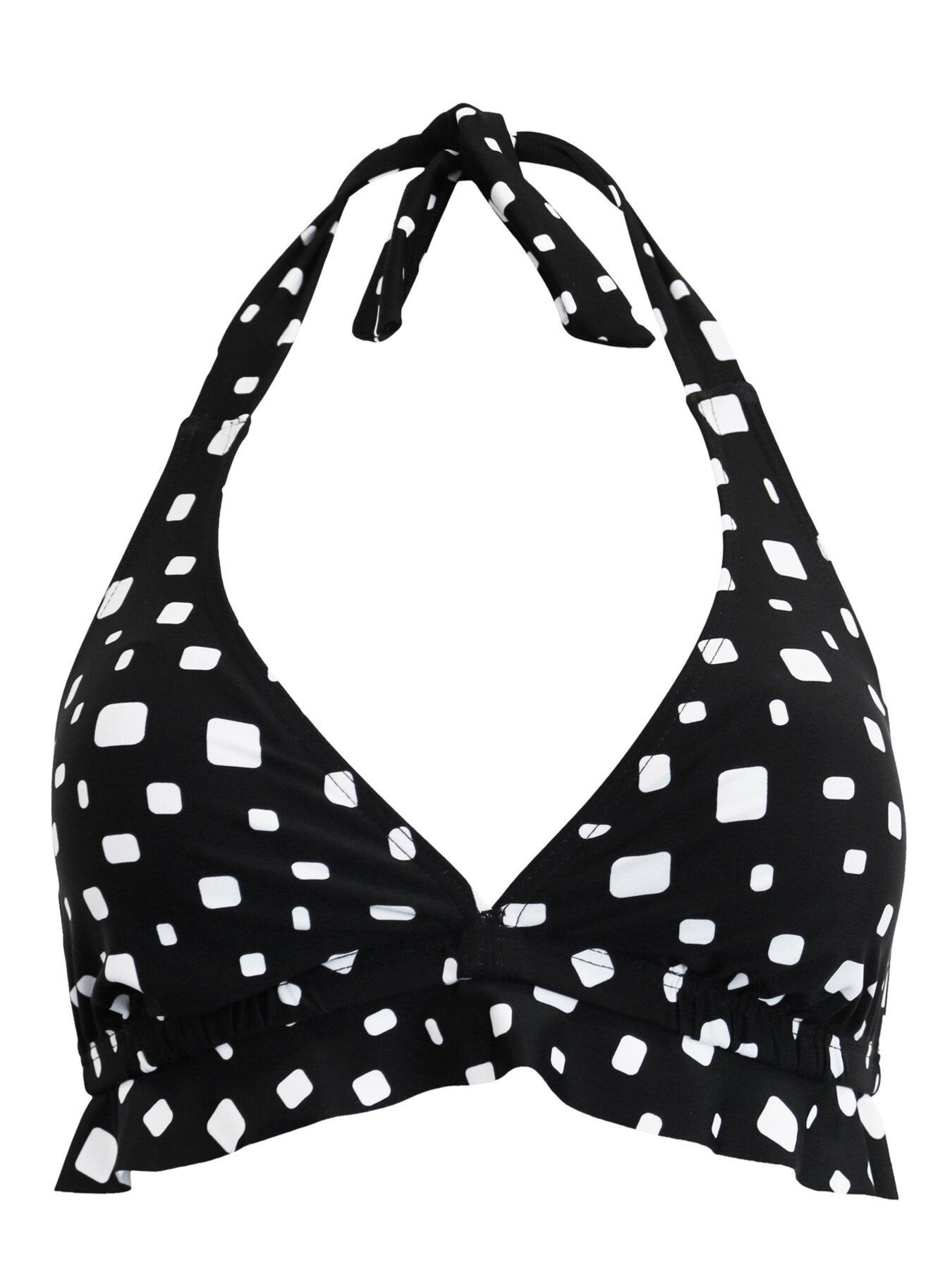 Image 4 of 5 of Pour Moi Cascade Halter Non-Wired Frill Top - Black/White