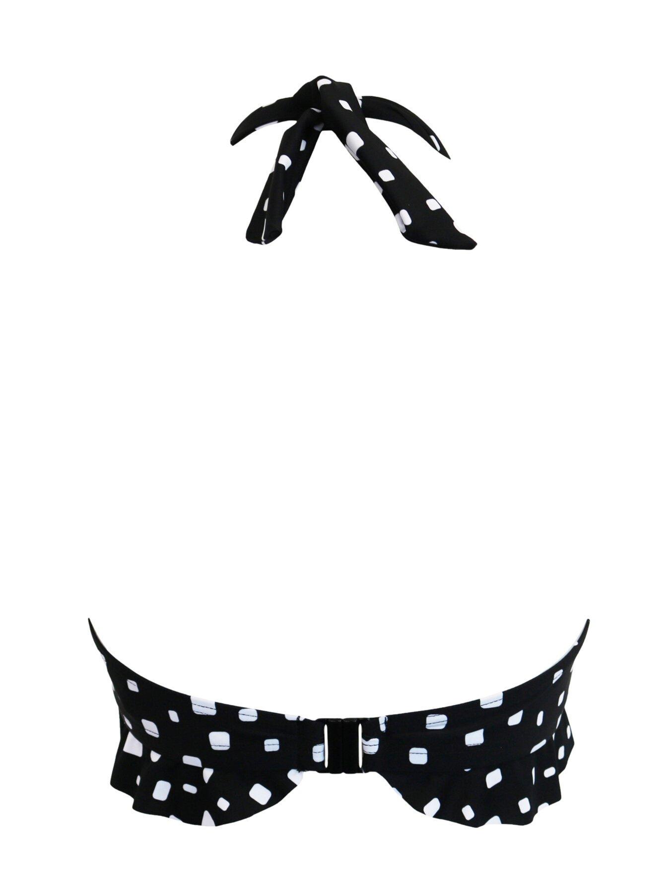 Image 5 of 5 of Pour Moi Cascade Halter Non-Wired Frill Top - Black/White