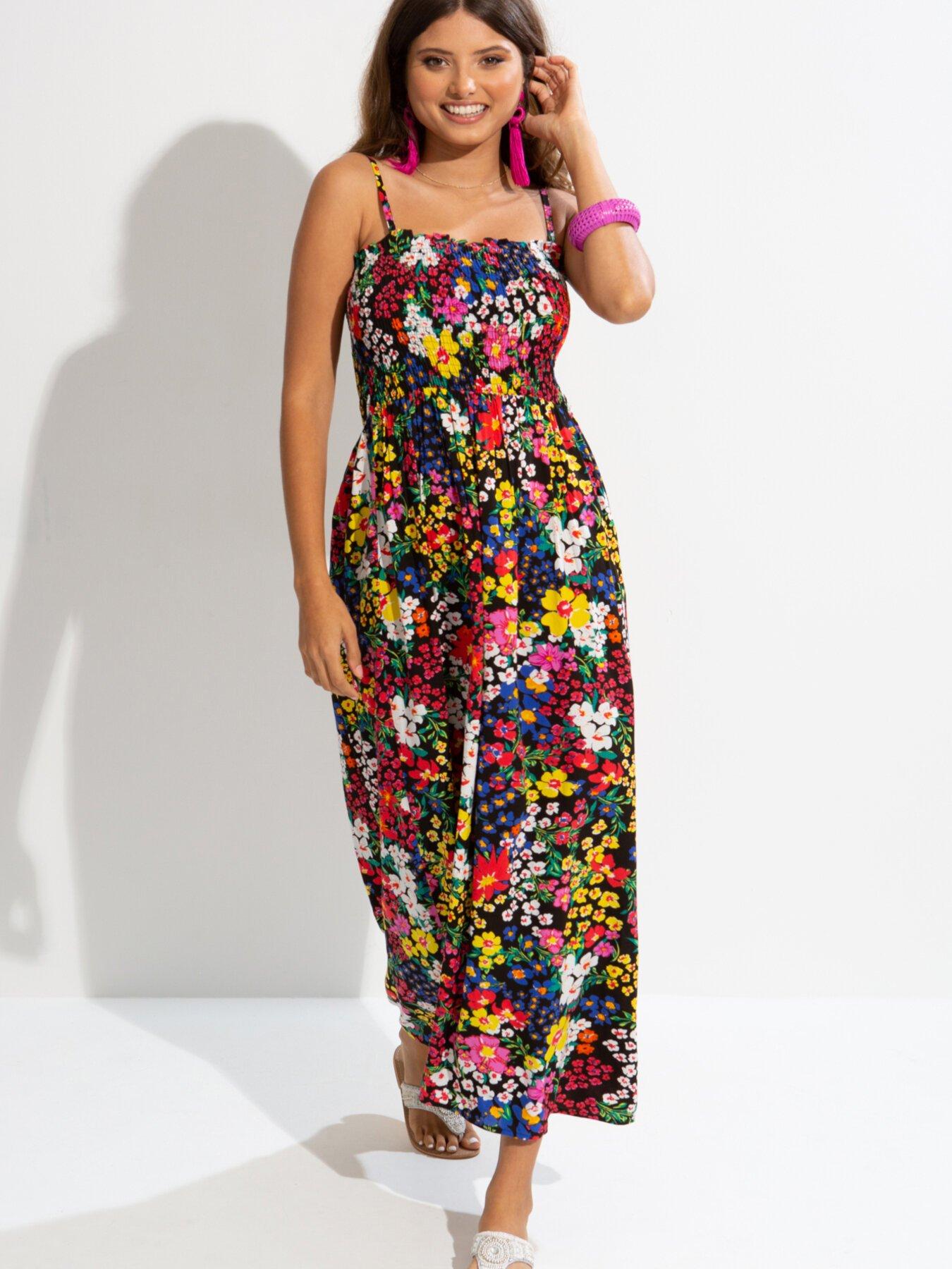 Shirred maxi dress outlet with straps