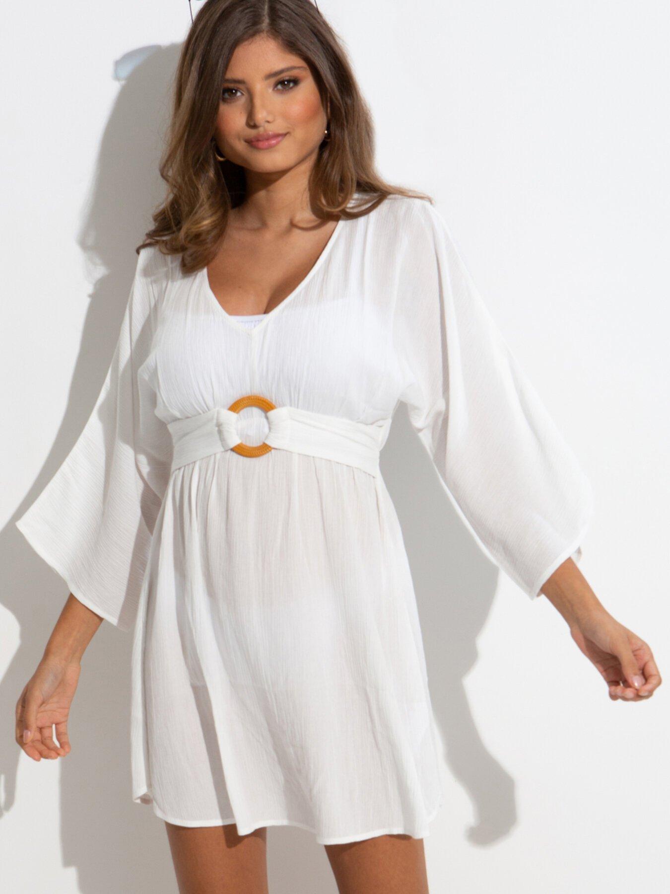 Pour Moi Crinkle O Ring Cover Up - White Very