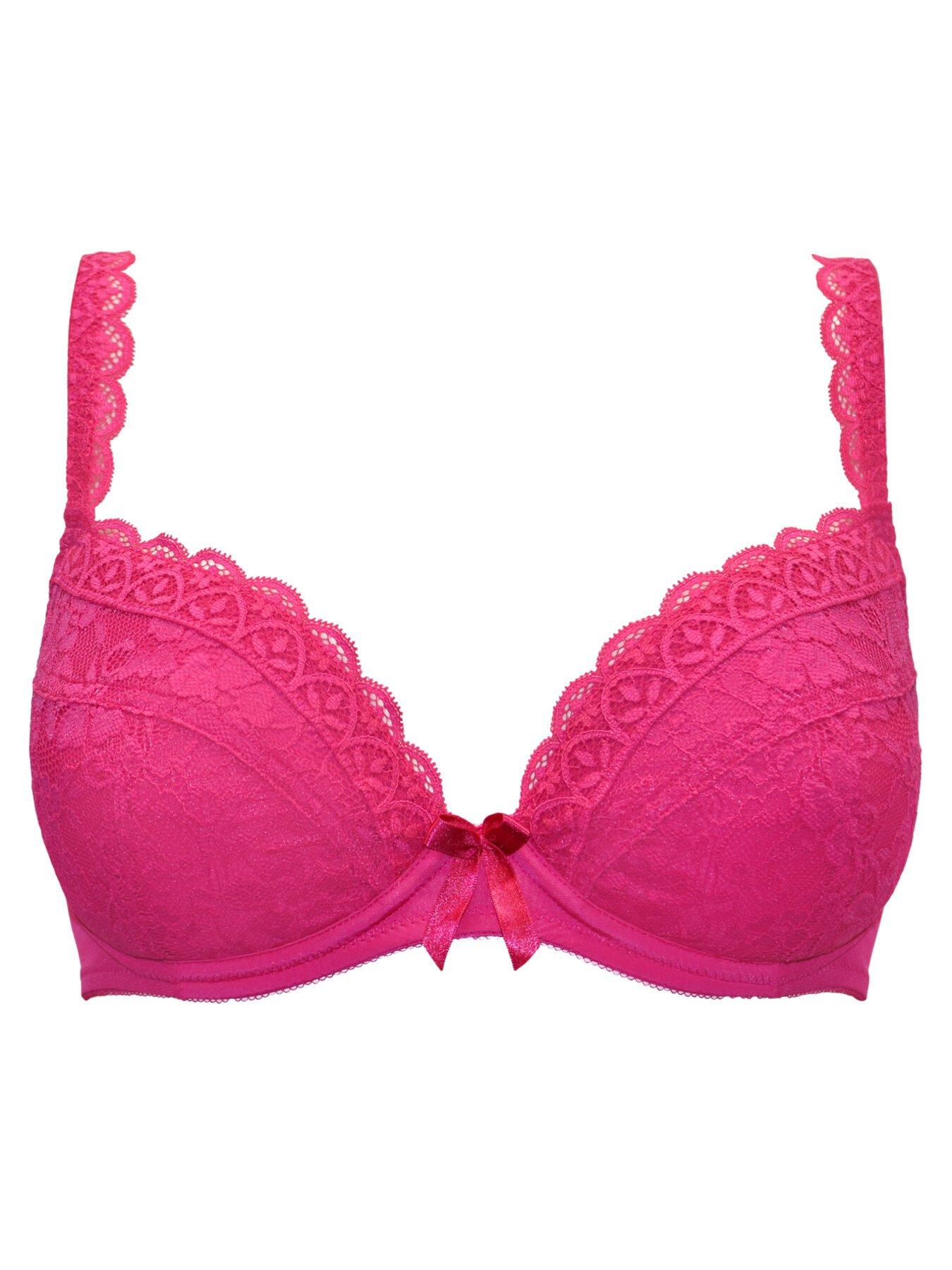 Pour Moi Rebel Padded Plunge Bra - Bright Pink | Very.co.uk