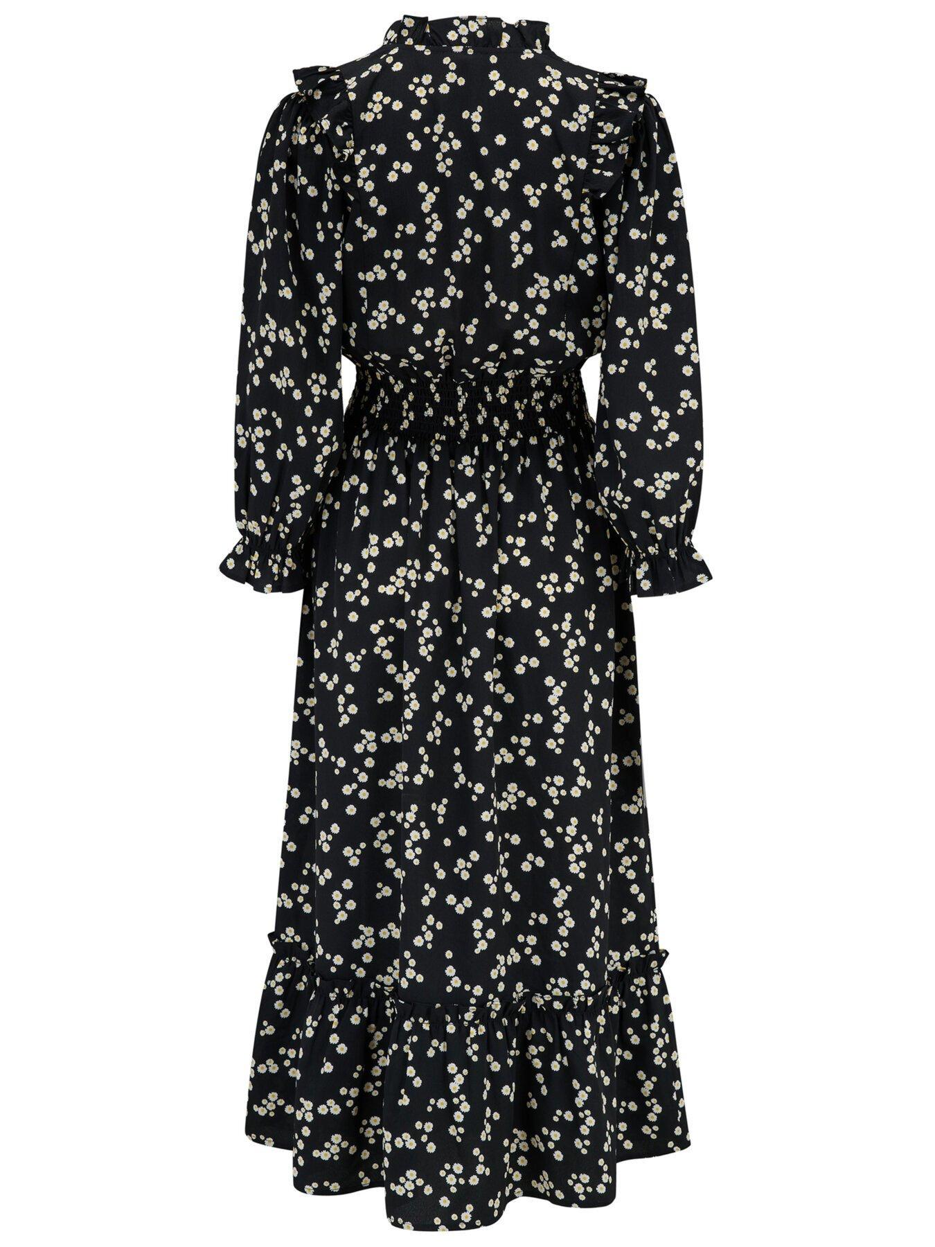 Image 4 of 4 of Pour Moi Maggie Woven Frill Midi Dress - Black/Multi