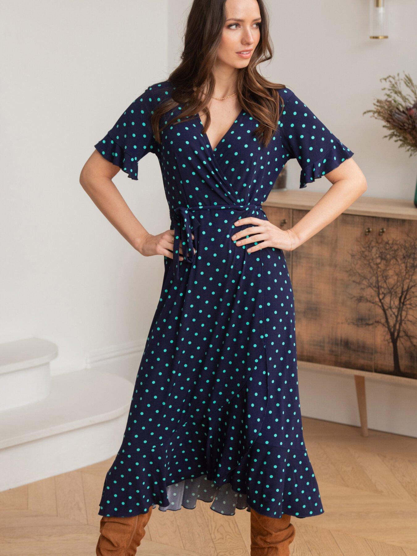 Dark blue best sale wrap dress