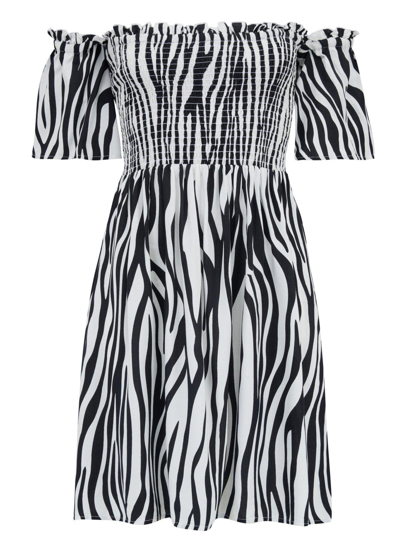 Black white off shoulder dress hotsell